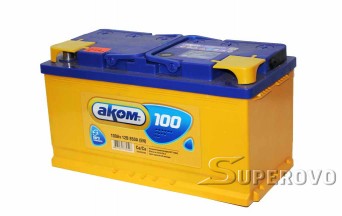 Купить аккумулятор автомобильный  AKOM 6CT-100 Евро (100 A/h), 850А R+ в Березе Шинный двор